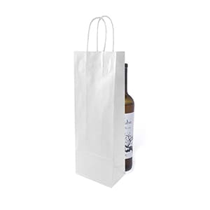 Sac en papier blanc avec anse pour bouteille. Sans marquage
