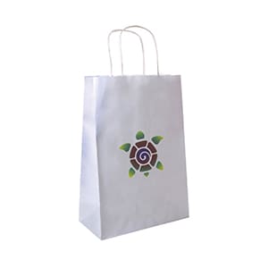 Sac Type C. Sac en papier blanc avec anse.Impression Quadri, 1 face