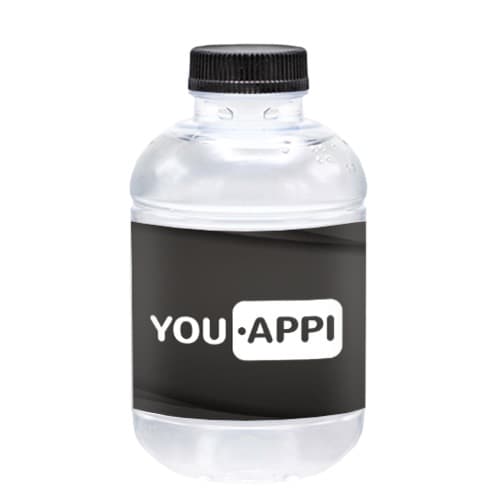 25cl Barcelona rPET Bottle. Paper Label 1-2 colors. Black cap