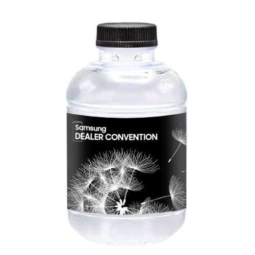 25cl Barcelona rPET Bottle. Plastic Label Full color. Black cap