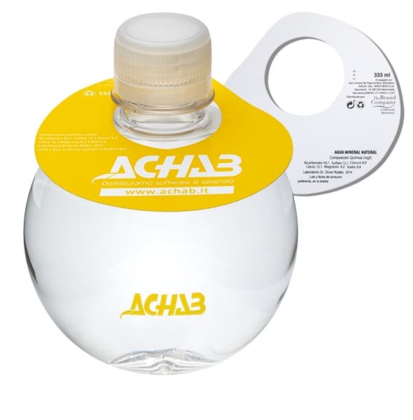 333 Round Bottle. Direct print + Paper neck 4 colors two sides. clear cap