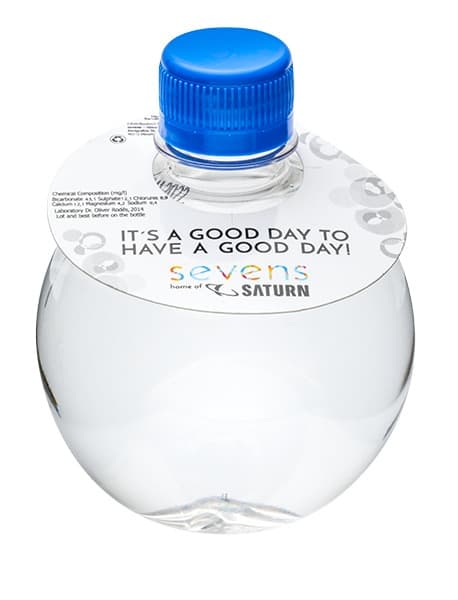 333 Round Bottle. Paper neck 4 colors. Blue cap