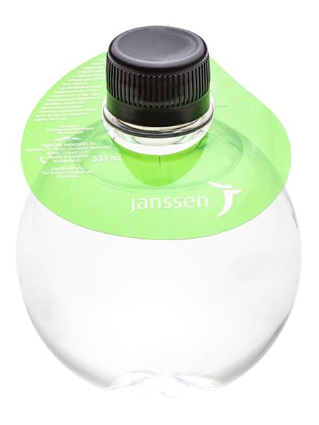 333 Round Bottle. PVC neck 1 color. Black cap