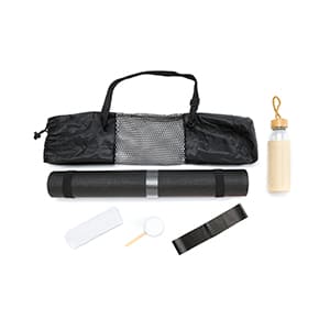 Customized Black Basic Yoga gift pack. 1 color print