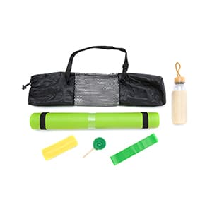 Customized Green Basic Yoga gift pack. 1 color print