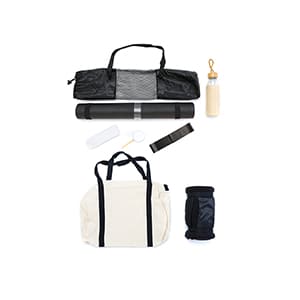 Customized Black Super Yoga gift pack. 1 color print