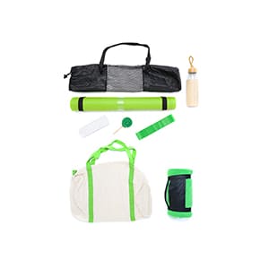 Customized Green Super Yoga gift pack. 1 color print
