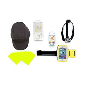 Customized yellow "Running is not for cowards" gift pack. 1 color print