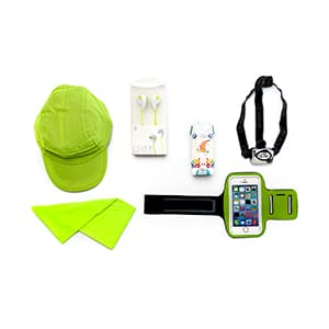 Customized Green "Running is not for cowards" gift pack. 1 color print