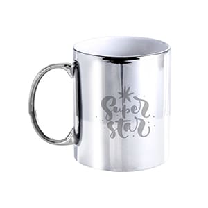 Nair. 350ml Customized ceramic mug in silver finish. Laser