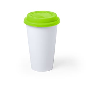 Kolt. 40cl Ceramic white cup with light green lid. Unmarked