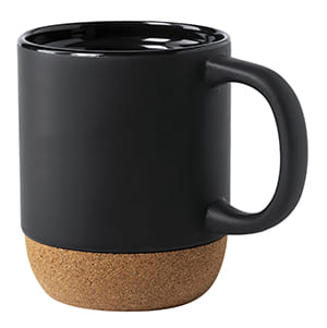 Bubup. 420ml Customized black ceramic mug with cork base. Unmarked