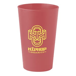 Ecco 30. Customised red rigid plastic cup. 1 color print