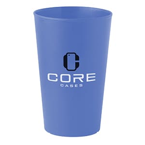 Ecco 30. Customised blue rigid plastic cup. 2-color print