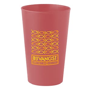 Ecco 30. Customised red rigid plastic cup. 2-color print