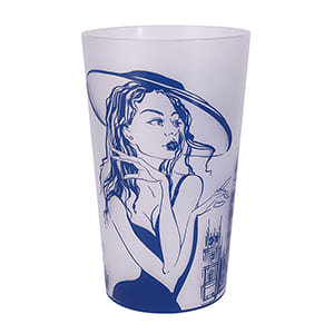 Ecco 50. Customised large Translucent rigid plastic cup. 1 color print