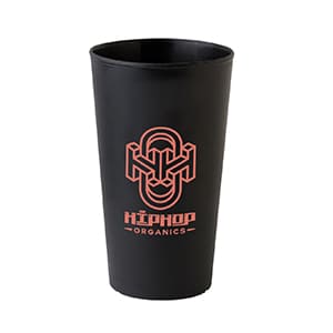 Ecco 60. Customised black rigid plastic cup. 1 color print