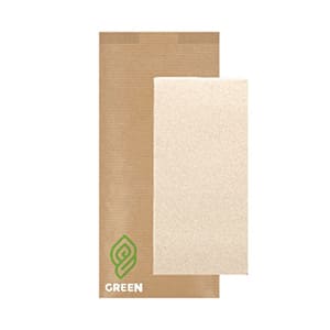 DP40 Double Point 40x33 Recycled napkin in kraft envelope for. Standard delivery. 2 color print