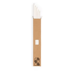 Set of 10 White paper straws. 1 color print