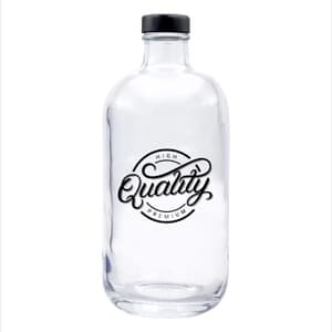 ERA 500. Customized glass bottle black cap. 1 color print