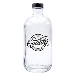 ERA 500. Customized glass bottle black cap. Permanent vitrified 1 color