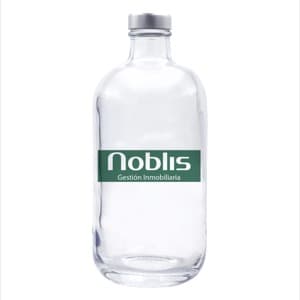 ERA 500. Customized glass bottle silver cap. Permanent vitrified 1 color
