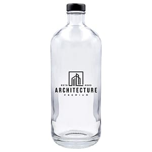 ERA 700. Customized glass bottle black cap. Permanent vitrified 1 color
