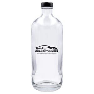 ERA 700. Customized glass bottle black cap. 1 color print