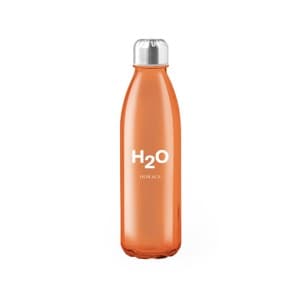 Solaris. Customized 650ml Customized orange glass bottle. Permanent vitrified 1 color