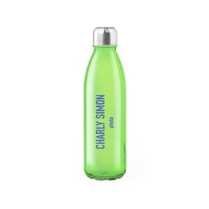 Solaris. Customized 650ml Customized green glass bottle. Permanent vitrified 1 color
