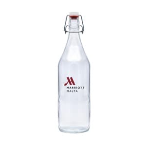 Retro Lisa 50. Customized glass bottle with swing top. 2-color print