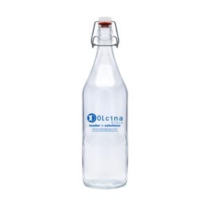 Retro Lisa 50. Customized glass bottle with swing top. Permanent vitrified 1 color