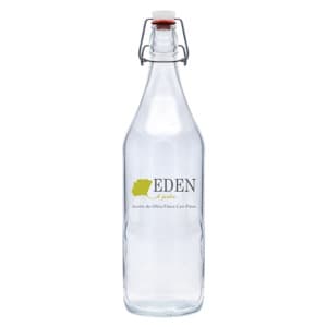 Retro Lisa 100. Customized glass bottle with swing top. 2-color print