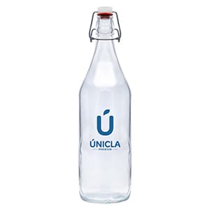 Retro Lisa 100. Customized glass bottle with swing top. Permanent vitrified 1 color