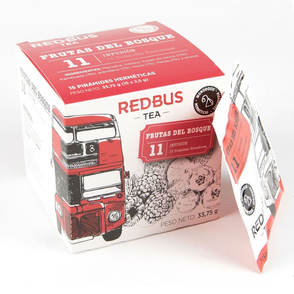 15 Redbus pyramids of Fruits of the Forest in a standard carton box