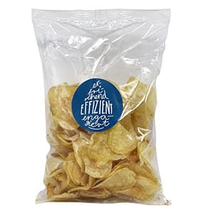 Customized bag of chips with a sticker label