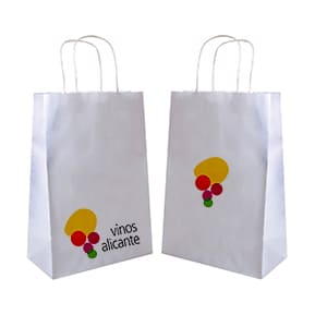 Bag Type A. Customized white paper bag with handle. Full color print 2 sides