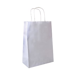 Bag Type C. White paper bag with handle. Blank